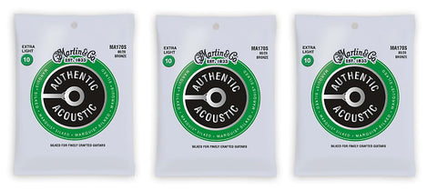 Martin MA170S Marquis Silked 80/20 Bronze Acoustic Guitar Strings Extra Light 10-47 (3 Pack)
