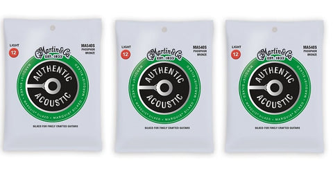 Martin MA540S Authentic Acoustic Marquis Silked Strings - Phosphor Bronze Light (3-Pack)