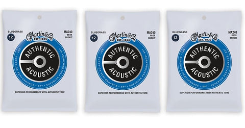 Martin MA240 Authentic Acoustic SP Strings - 80/20 Bronze Bluegrass (3-Pack)