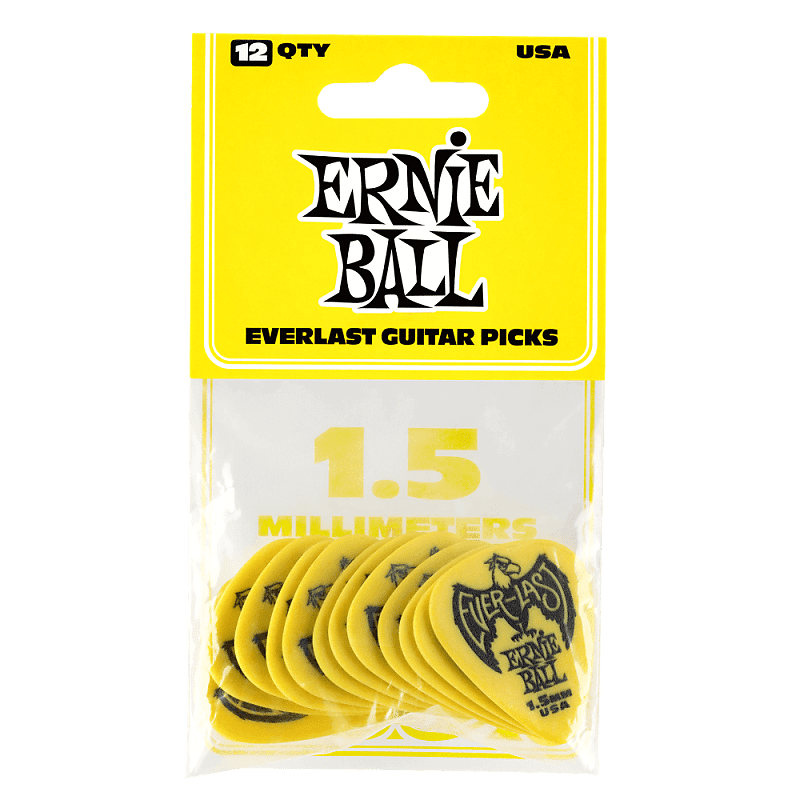 Ernie Ball Everlast 1.5mm Pick 12-Pack Yellow