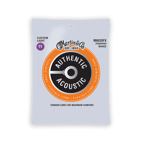 Martin MA535FX Flexible Core Acoustic Guitar Strings Custom Lite Phosphor Bronze