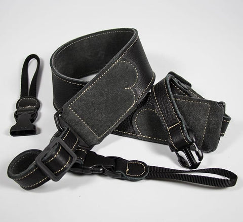 Franklin Straps BJ-BK Glove Leather Banjo Strap w/ Quick Release - Black