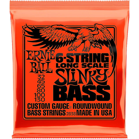 Ernie Ball 2838 Slinky Long Scale 6-String Bass Guitar Strings 32-130