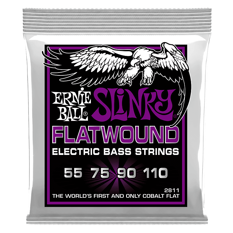 Ernie Ball 2811 Power Slinky Flatwound Electric Bass Strings 55-110