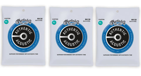 Martin MA130 Authentic Acoustic SP String Set Silk & Steel - (3-Pack)