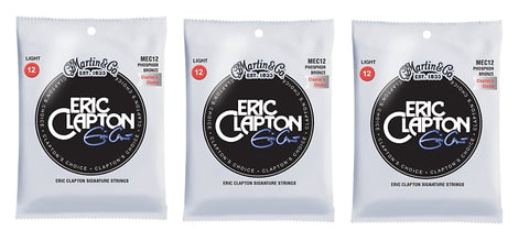 Martin MEC12 Clapton's Choice Phosphor Bronze Acoustic Guitar Strings, Light (12-54) (3 Pack)