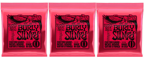 Ernie Ball 2226 Burly Slinky Nickel Wound Electric Guitar Strings 11-52 (3 Pack)