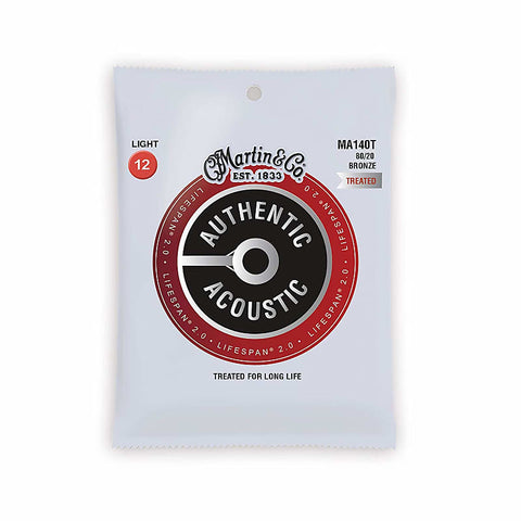 Martin MA140T Lifespan Treated 80/20 Bronze Authentic Acoustic Guitar Strings Light 12-54
