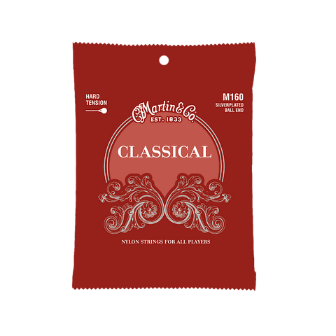 Martin M160 Classical Guitar Strings Silverplated Ball End, High Tension (28-43)