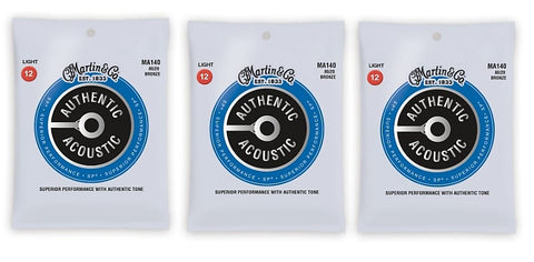 Martin MA140 Authentic Acoustic SP Strings - 80/20 Bronze (3-Pack)