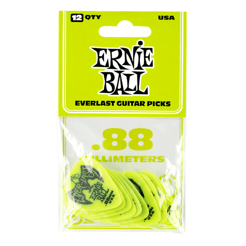 Ernie Ball Everlast .88mm Pick 12-Pack Green